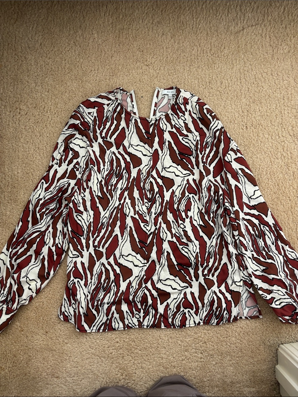 Reiss Rust and White Abstract Print Blouse